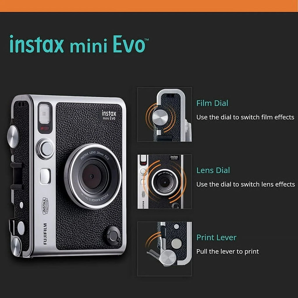 Black Instant Camera with Twin Pack Instant Film and 16GB microSD Card E186567