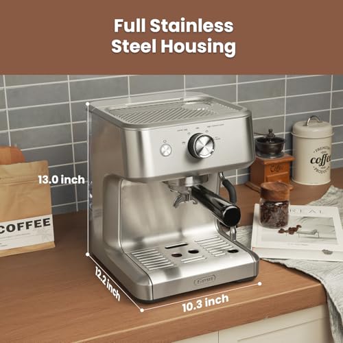 Commercial Espresso Machine with Adjustable Temperature, 2.2L Stainless Steel S7587