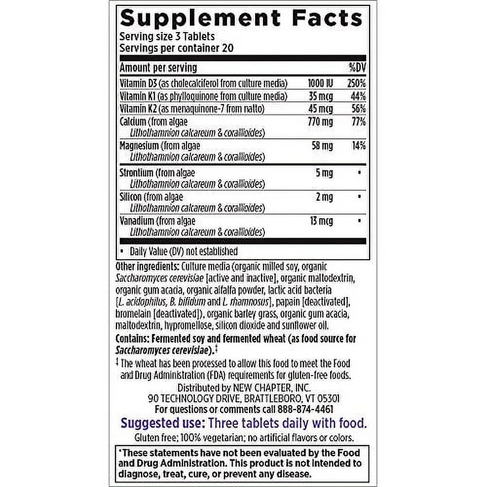 60 count Calcium Supplement with Vitamin K2 + D3 + Magnesium O697934