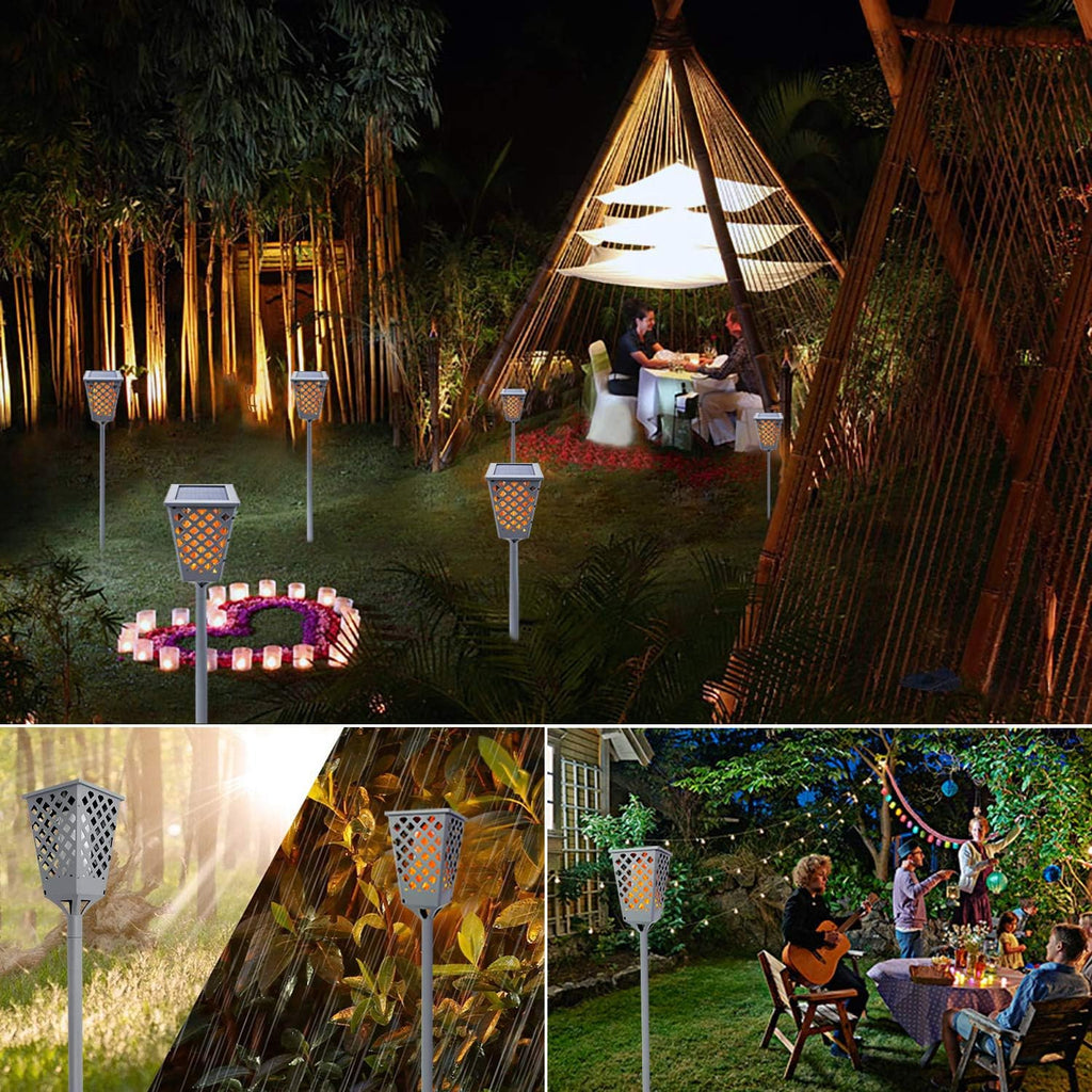 Solar Torch Lights with Flickering Flame, 96 LED Waterproof Grey K294985