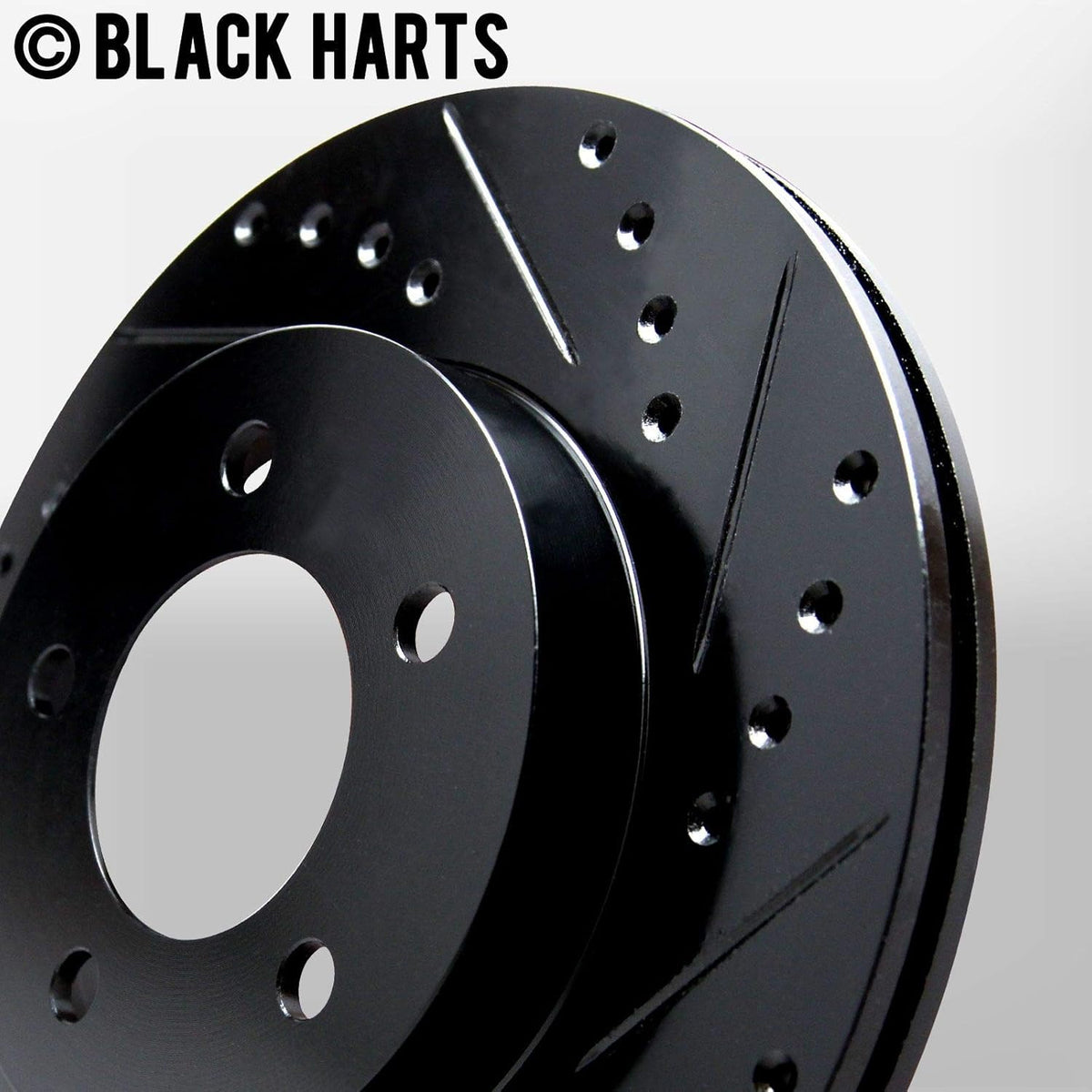 Front Brake Rotors Black Drilled Slotted Heavy Duty Pads G827215