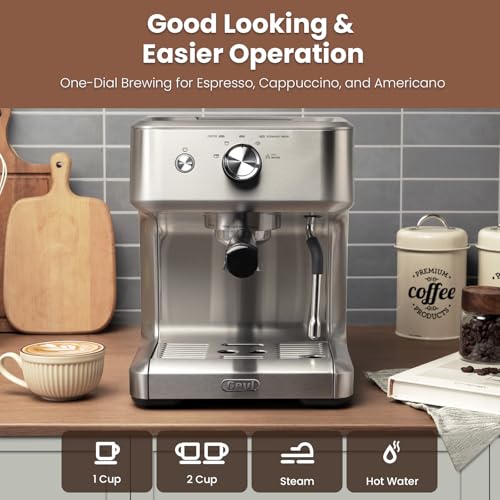 Commercial Espresso Machine with Adjustable Temperature, 2.2L Stainless Steel S7587