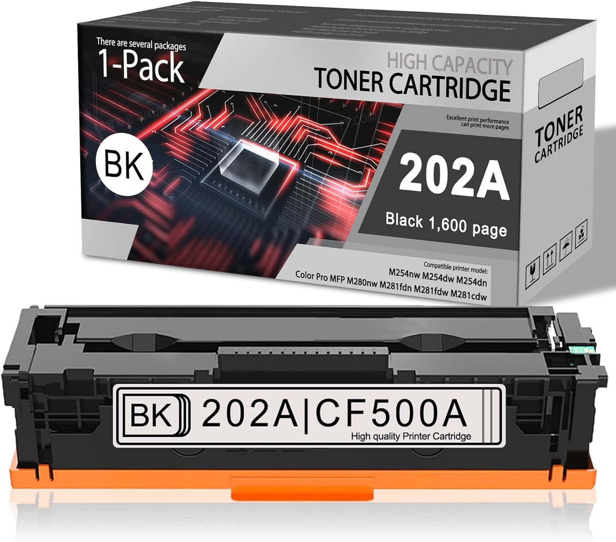 CF500A Toner Cartridge Black Compatible for HP Color Pro M254nw M254dw M254dn MFP M280nw M281fdn M281fdw M281cdw Printers B10004