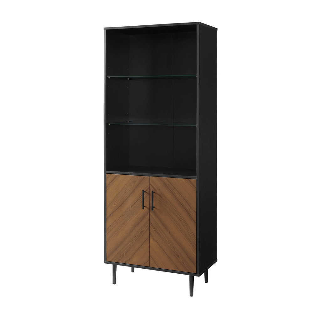 3 Shelf Bookcase Hutch Style Bookmatch Vertical Black K640901