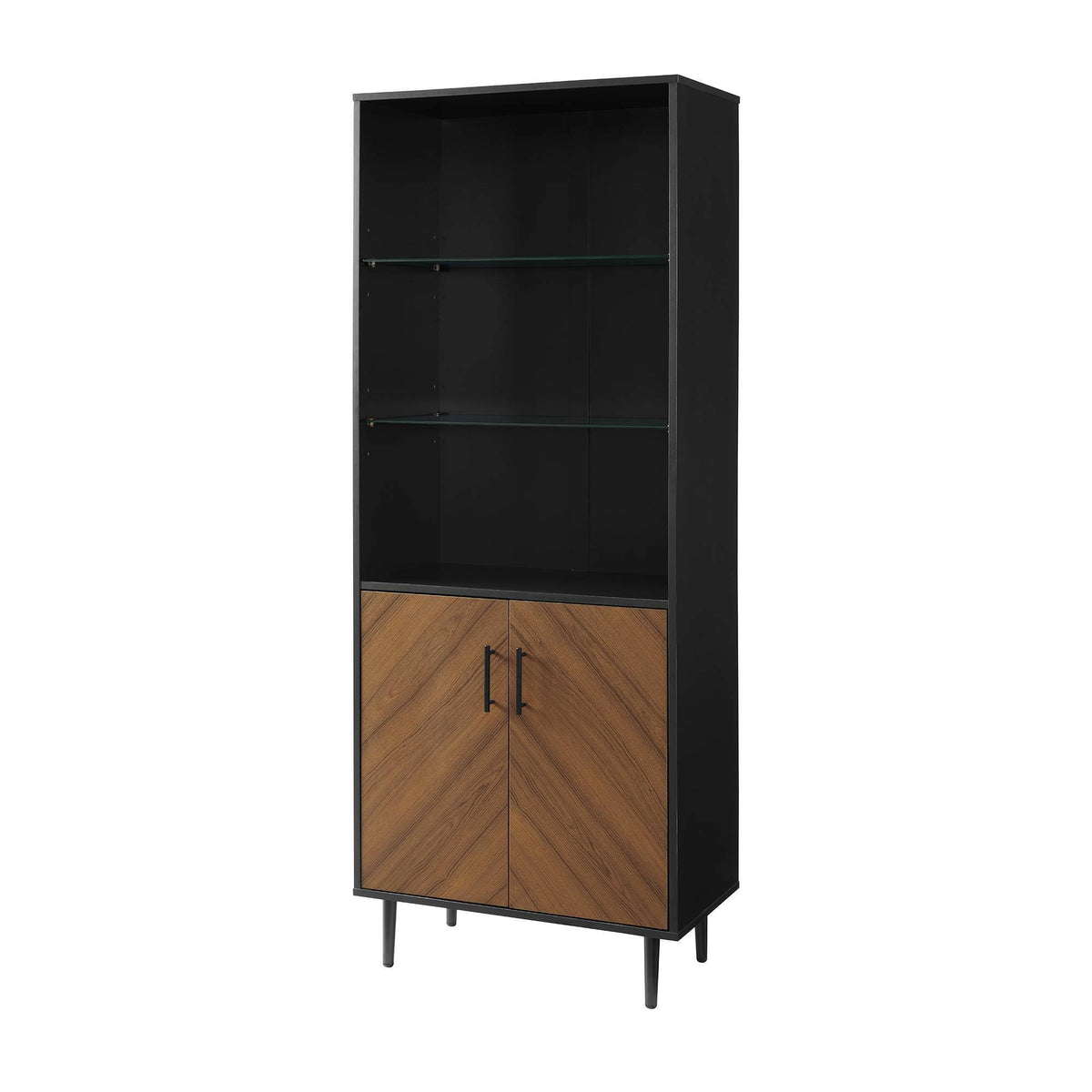 3 Shelf Bookcase Hutch Style Bookmatch Vertical Black K640901