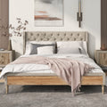 Upholstered Platform Bed Frame with Rubber Wood Legs Queen B49655