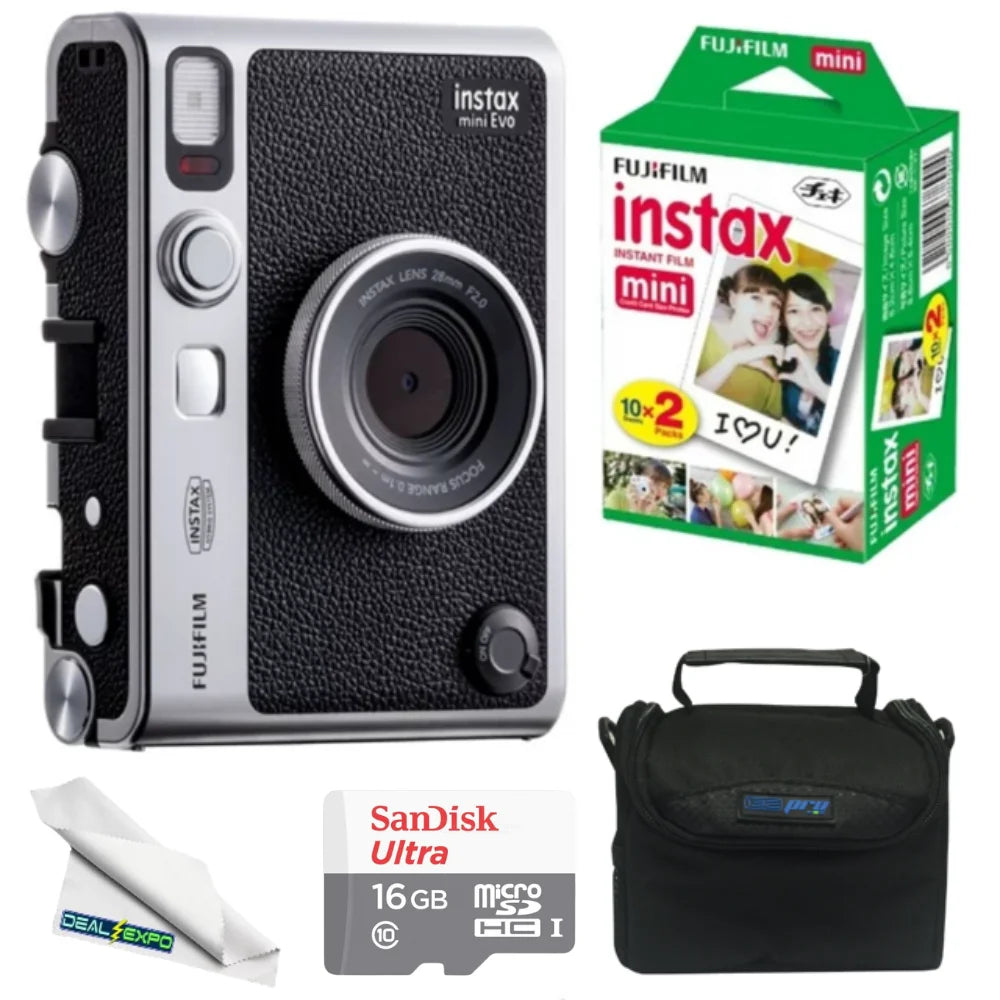 Black Instant Camera with Twin Pack Instant Film and 16GB microSD Card E186567