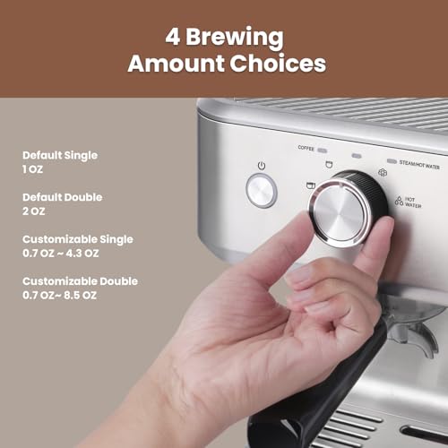 Commercial Espresso Machine with Adjustable Temperature, 2.2L Stainless Steel S7587