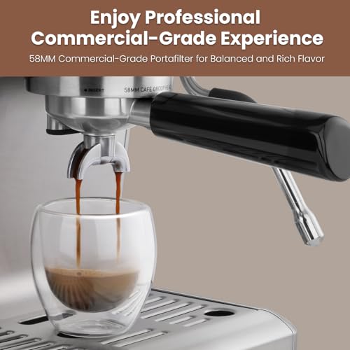 Commercial Espresso Machine with Adjustable Temperature, 2.2L Stainless Steel S7587