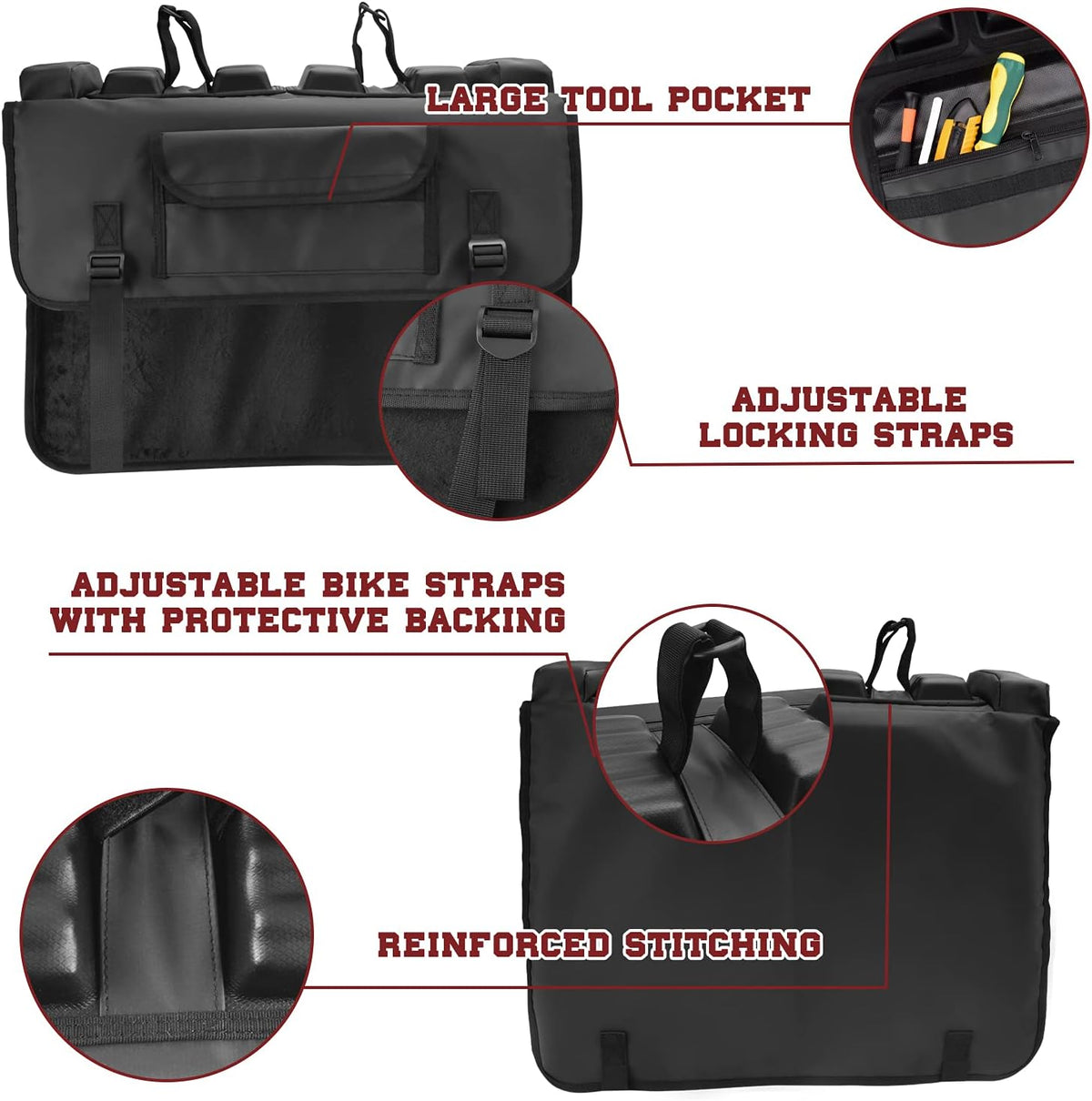 Tailgate Pad for Mountain Bike with Tool Pocket Carries Up to 2 Bikes Pack of 2 V923