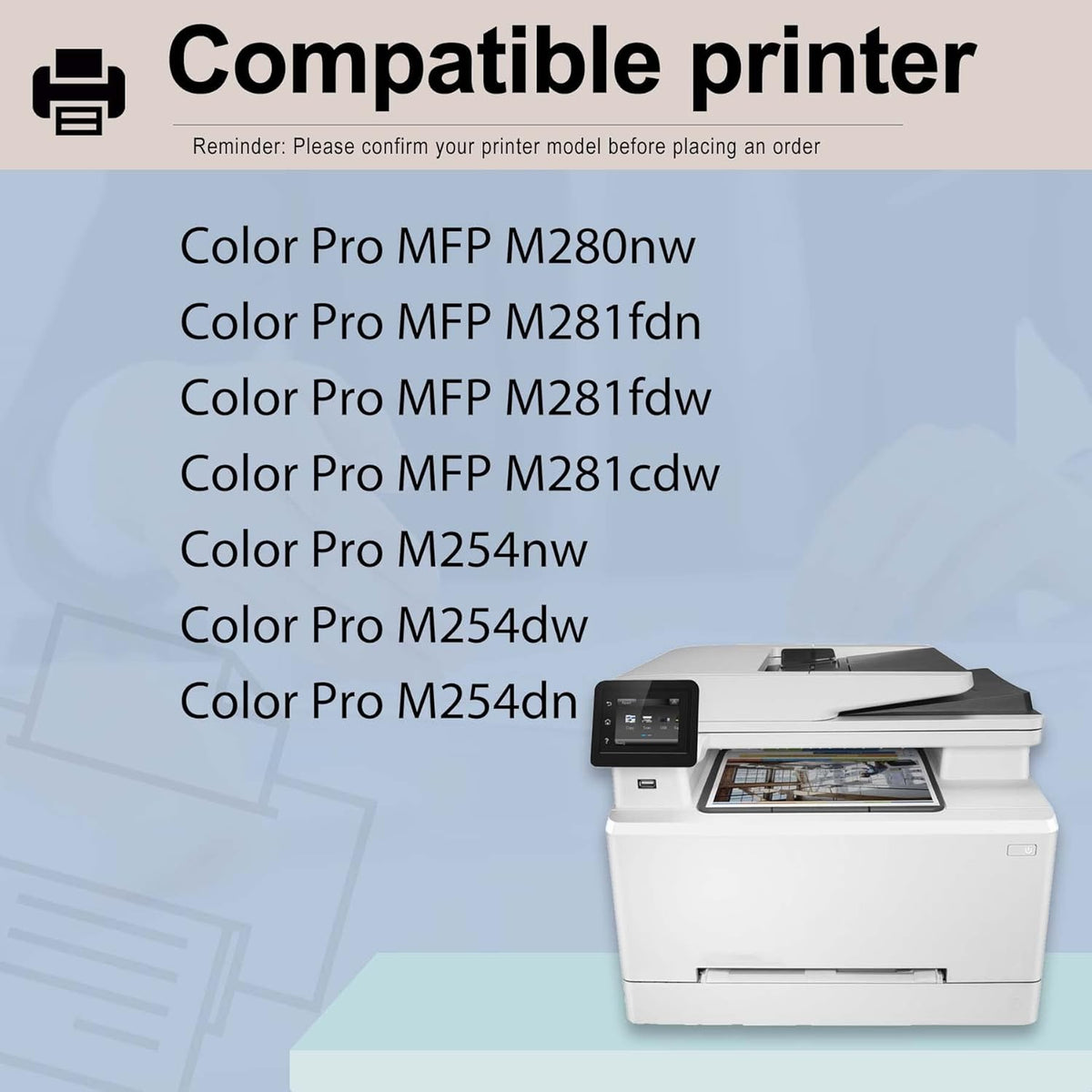 CF500A Toner Cartridge Black Compatible for HP Color Pro M254nw M254dw M254dn MFP M280nw M281fdn M281fdw M281cdw Printers B10004