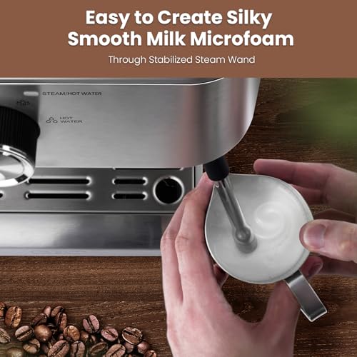 Commercial Espresso Machine with Adjustable Temperature, 2.2L Stainless Steel S7587