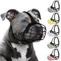 Dog Muzzle Metal Wire Basket Adjustable Leather Straps Y55258