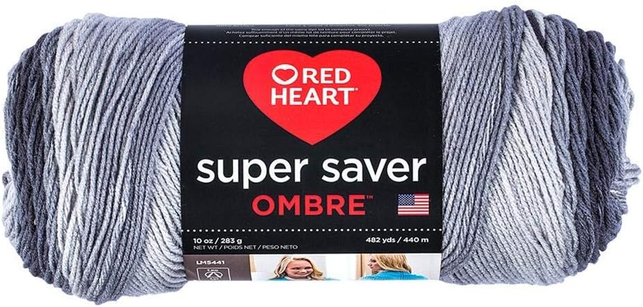 Red Heart Yarn Super Saver Ombre Yarn 10 oz Anthracite B377