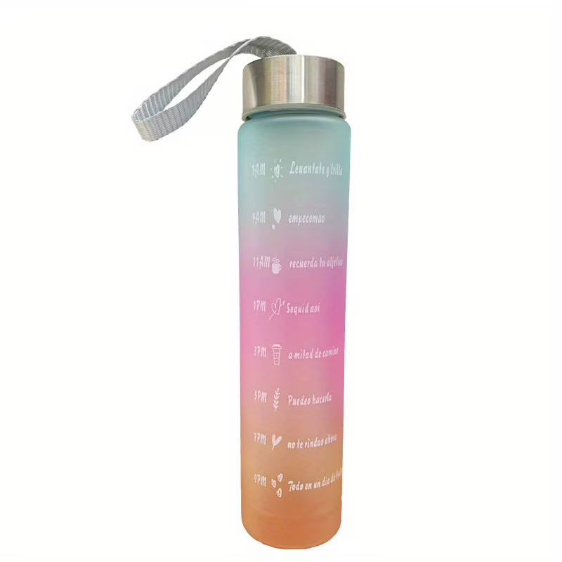 32oz Motivational Water Bottle With Straw & Time Marker, With Carrying Strap Z815