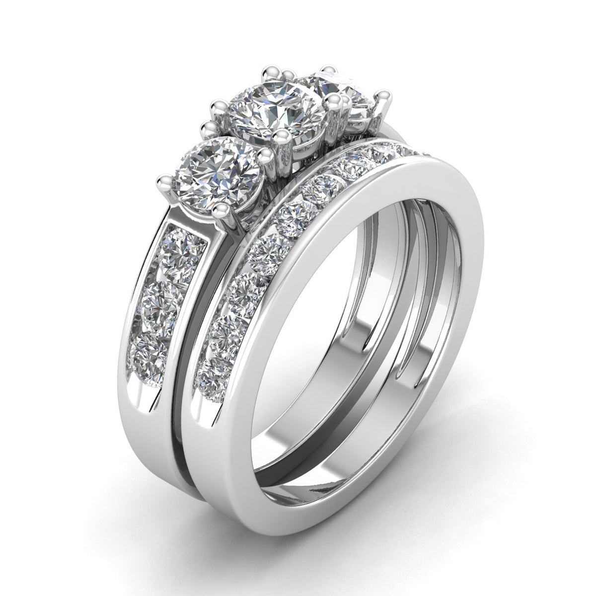 10k White Gold 3 Stone Ring L370832