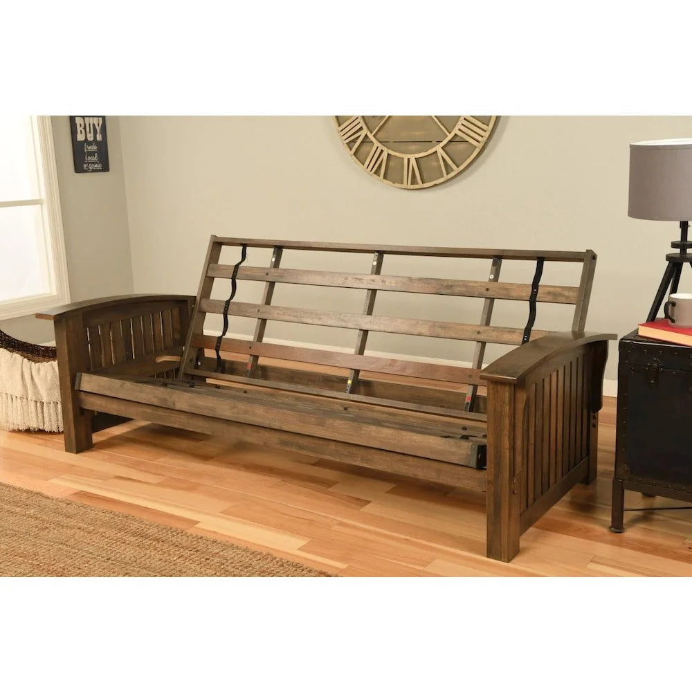 Rustic Walnut Finish Suede Navy Mattress F959786