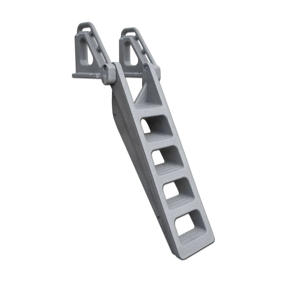 5-Step Wide Flip-Up Granite Gray Polyethylene Dock Ladder U6326