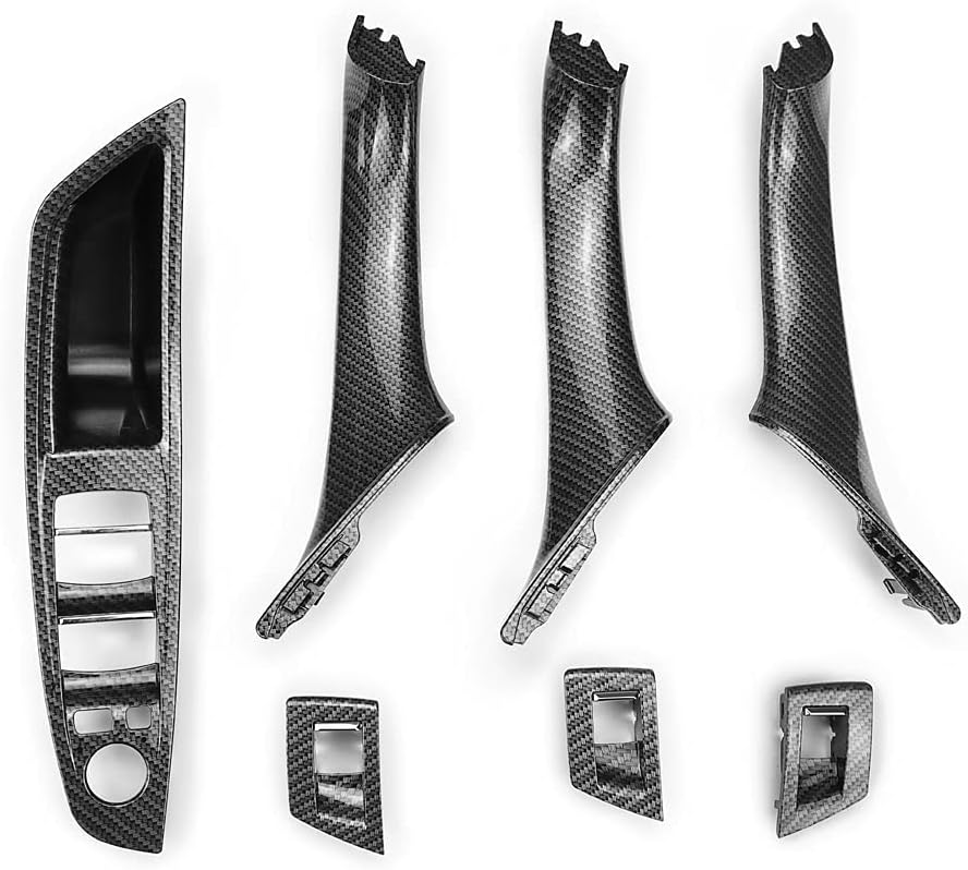Carbon Fiber Window Switch Armrest Panel Inner Door Pull Handle Trim Cover W4566