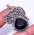 Black Onyx 925 Silver Plated Pendant 1.95" H752