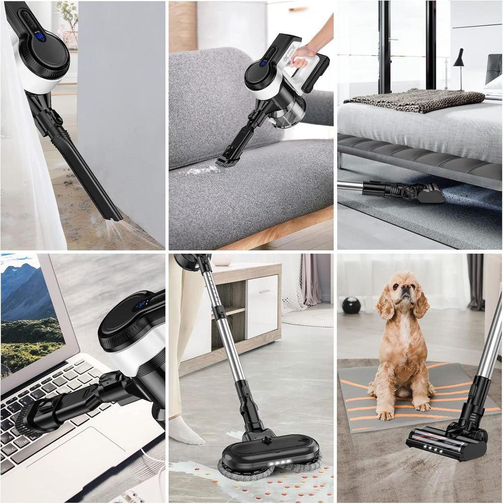 Cordless Vacuum Cleaner 26Kpa Lightweight Handheld Stick Vacuum with Electric Mop X1130