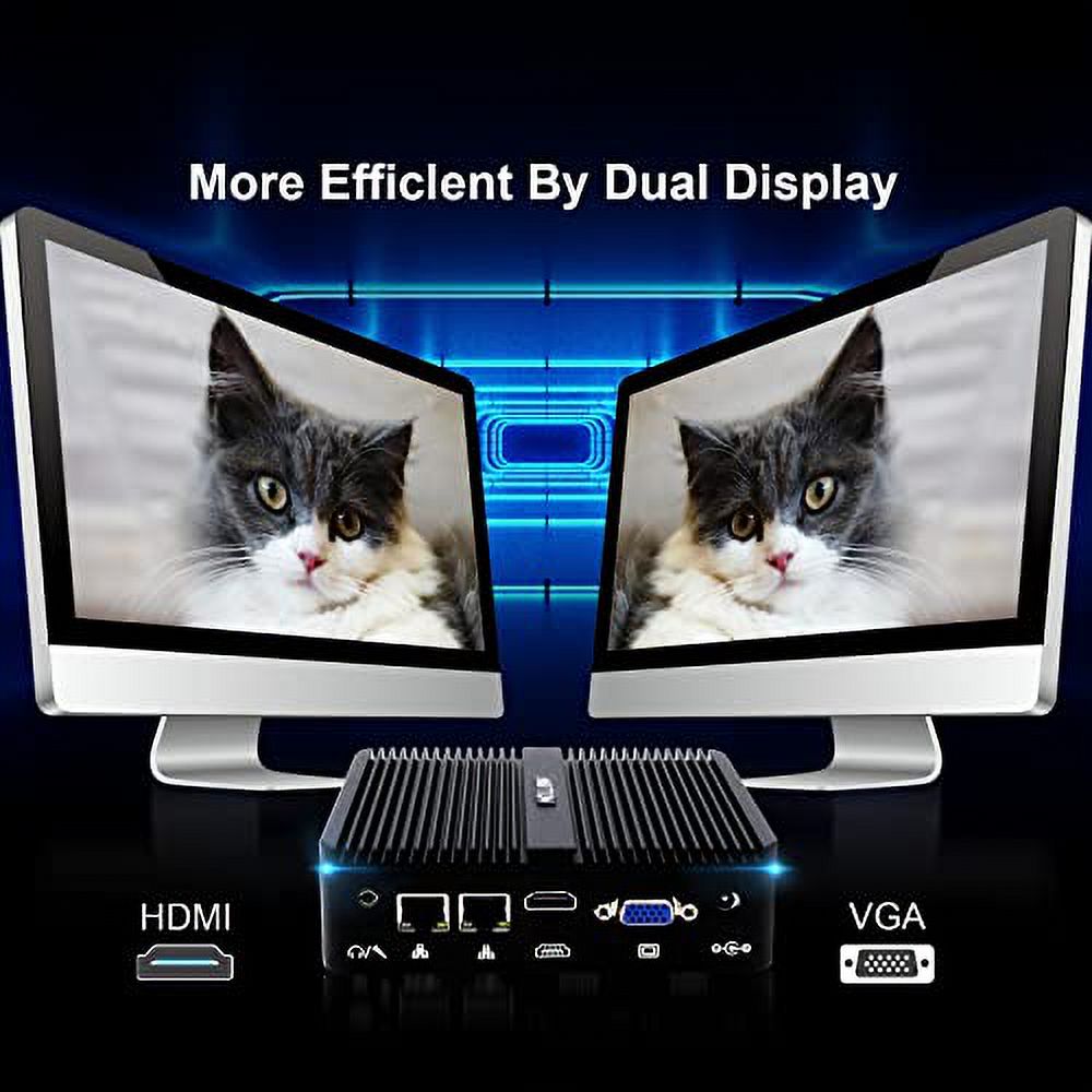 Industrial Mini PC, Celeron J4125, Windows 10 Pro, DDR4 8GB RAM 512GB SSD 1TB HDD, 2 RS232 COM, HDMI VGA Dual Display, Gigabit Ethernet, BT 4.0, 4K, WiFi P923