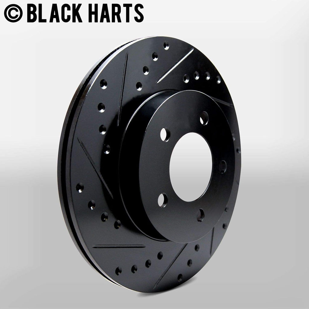 Front Brake Rotors Black Drilled Slotted Heavy Duty Pads G827215