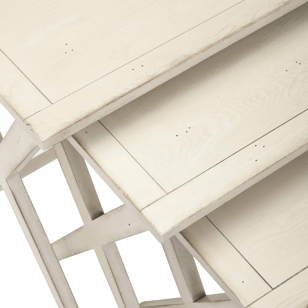 Antiqued White Stacking Tray Tables U57735