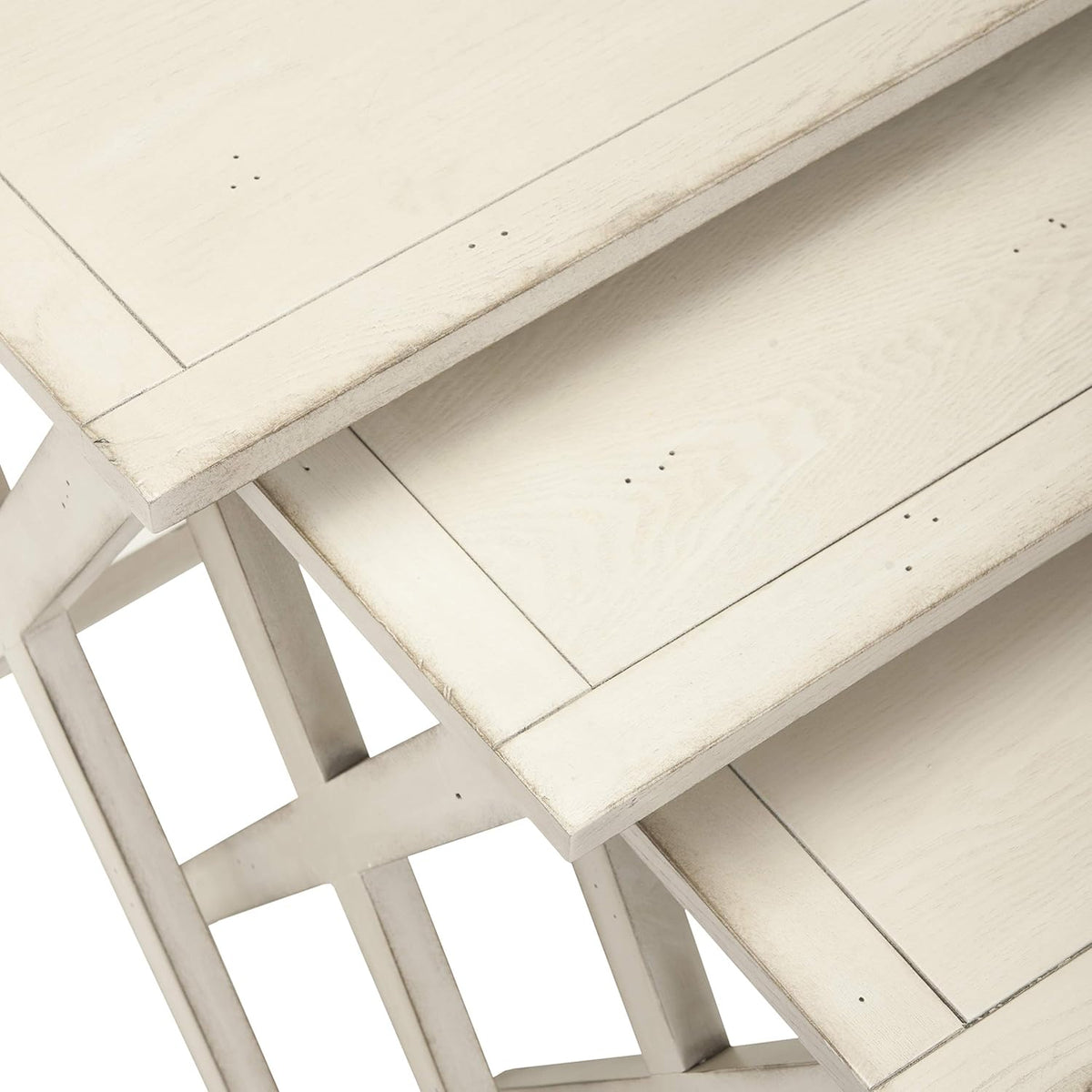 Antiqued White Stacking Tray Tables U57735