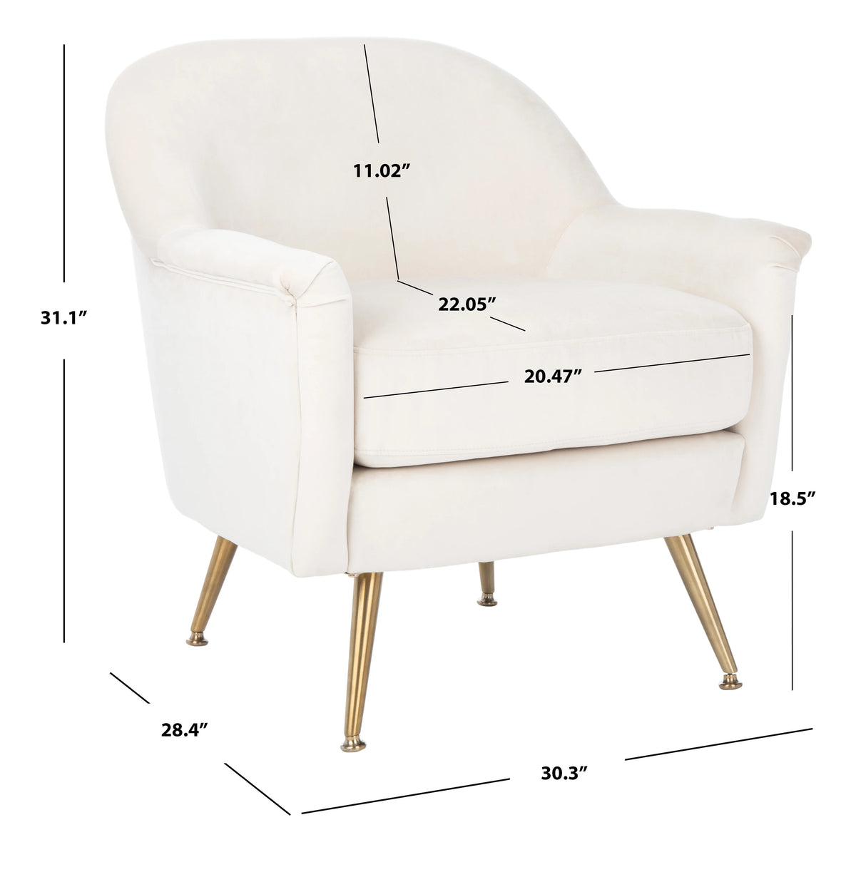 Ivory Velvet Upholstered Arm Chairs C672