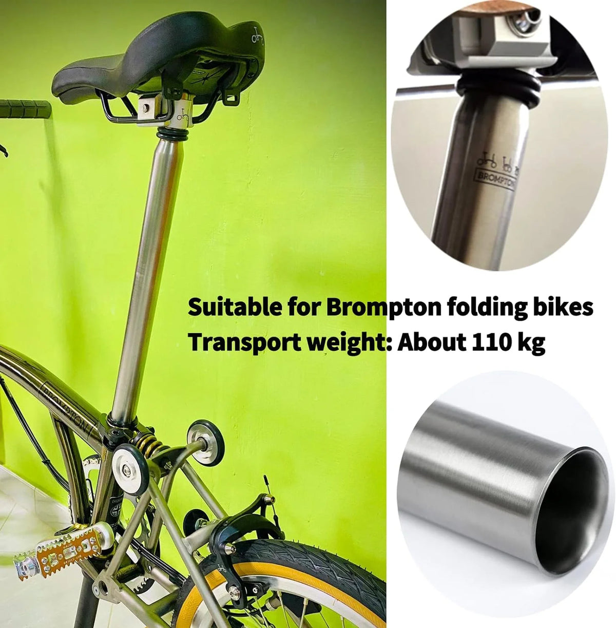 Titanium Seatpost for Brompton Folding Bike, 31.8mm, 580 Y50989