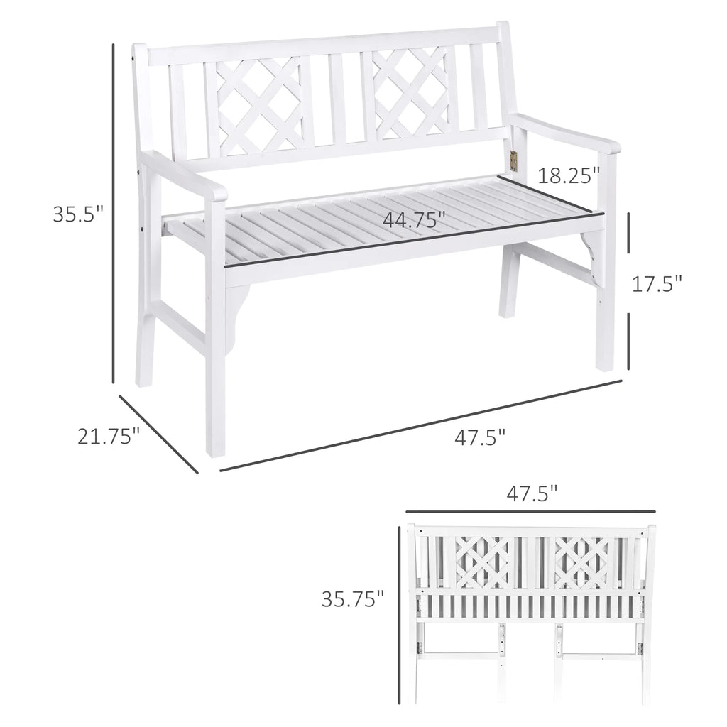 White 4FT Wooden Outdoor Folding Bench Z7948