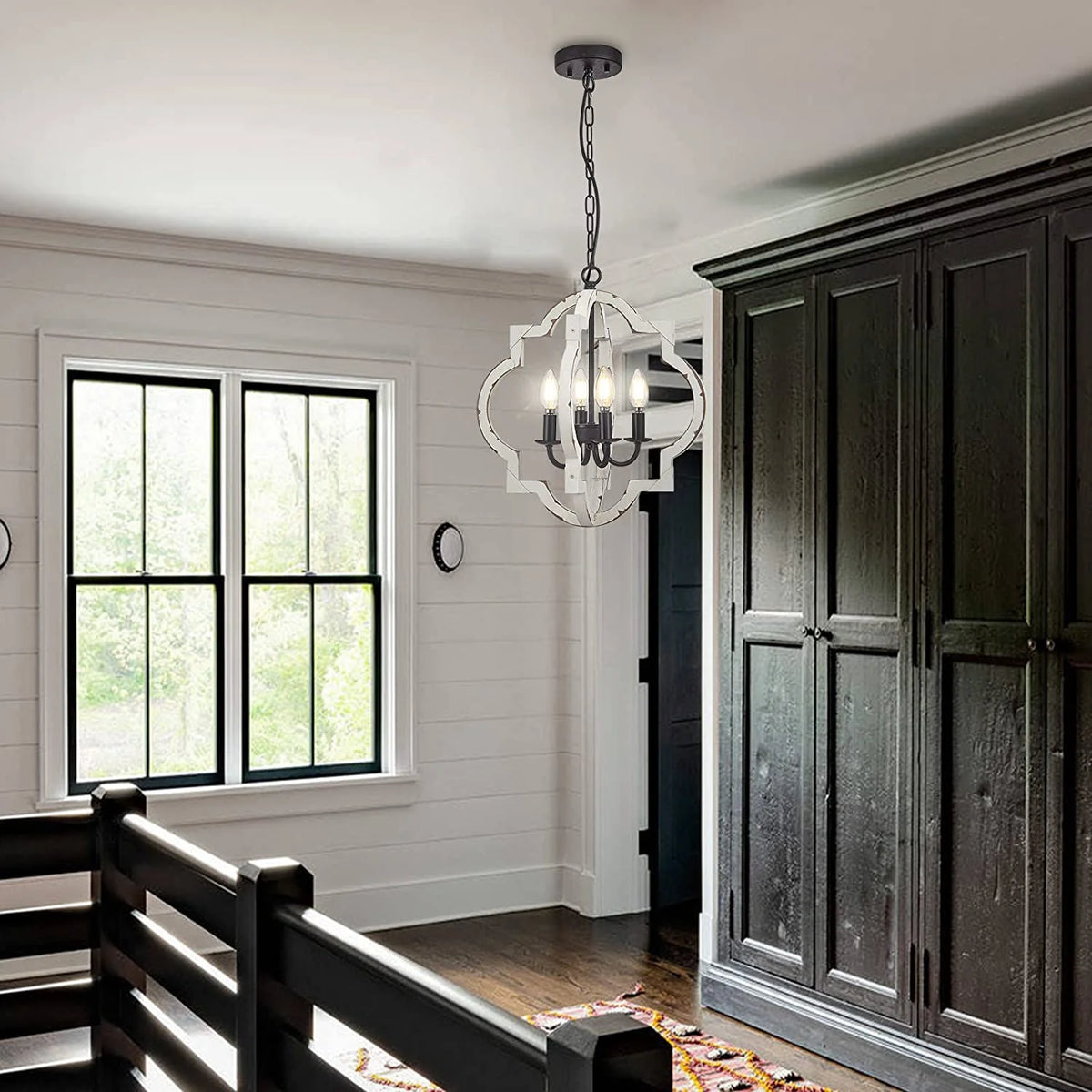 4 Lights Black and White Ceiling Light Fixture W171