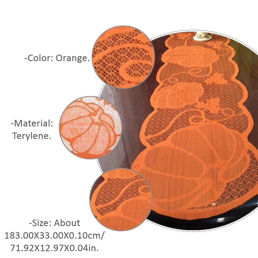 3Pcs Hollowed Pumpkin Table Runner Table Mat (Orange) I19132
