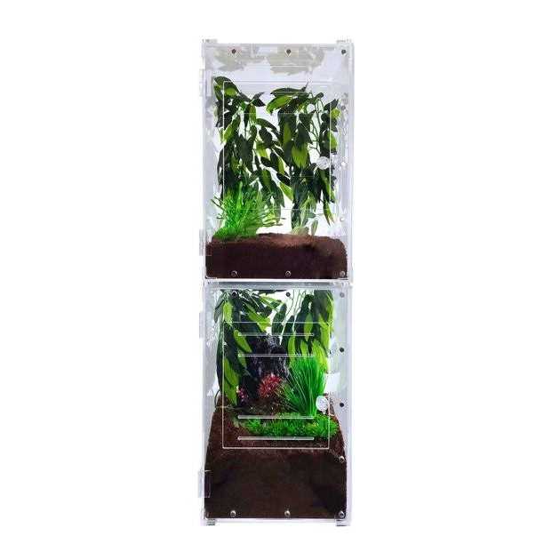 Acrylic Reptile Enclosure Front-Opening Screen Top with Lock 8x8x12 N819013