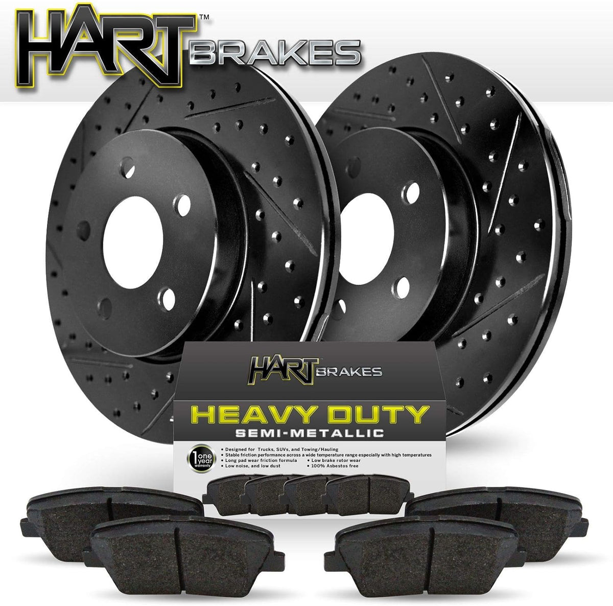 Front Brake Rotors Black Drilled Slotted Heavy Duty Pads G827215