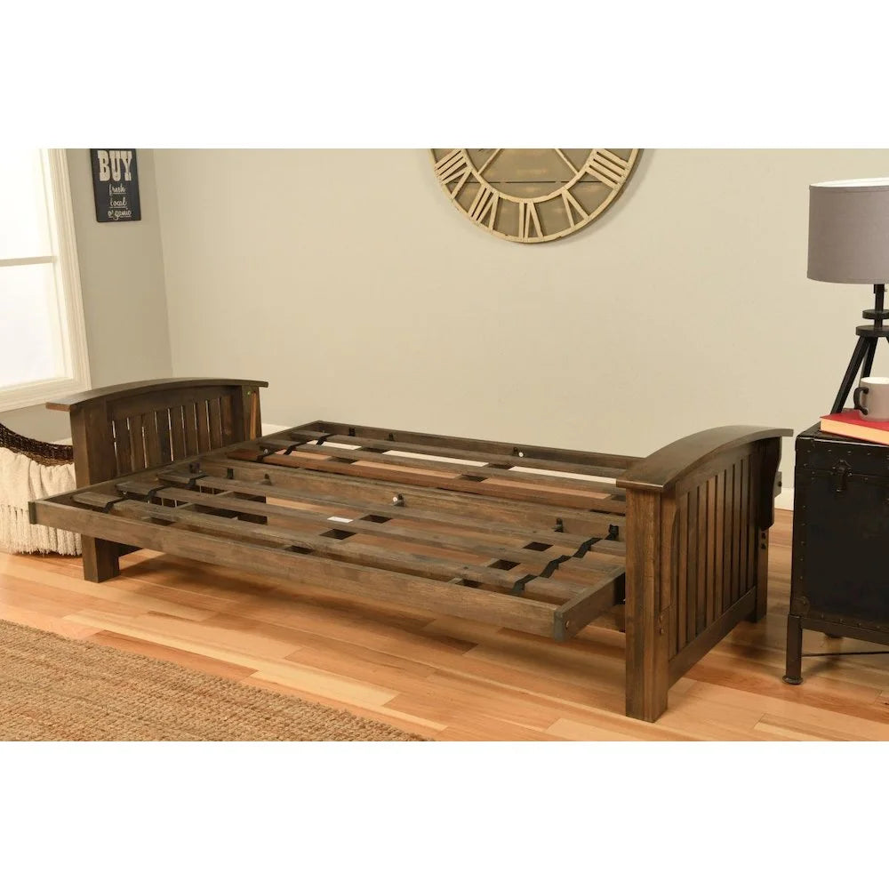 Rustic Walnut Finish Suede Navy Mattress F959786