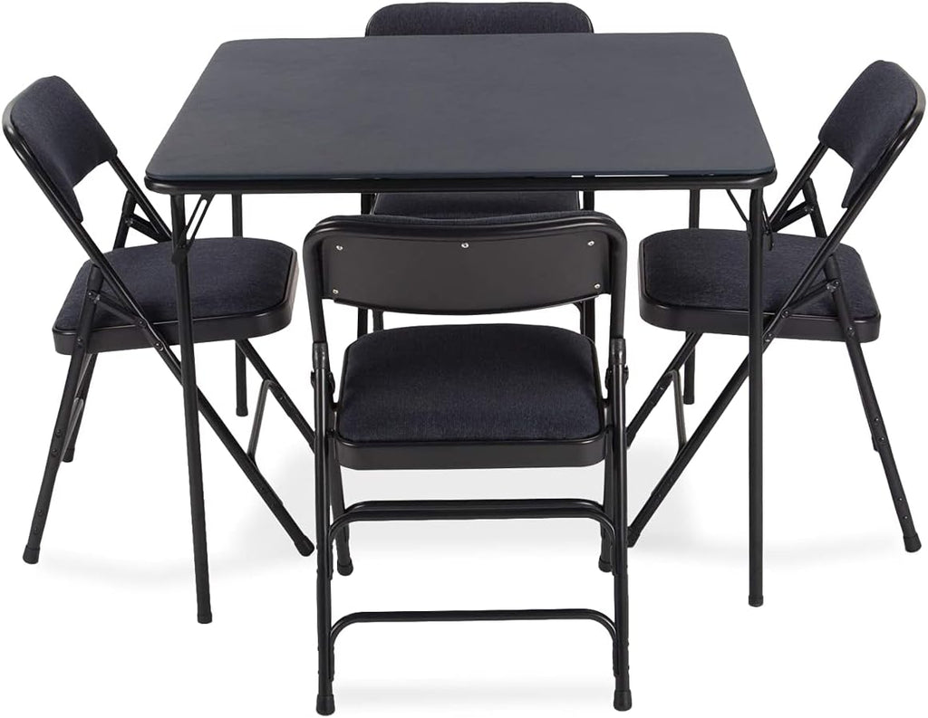 Navy Folding Card Table and Metal Folding Chair Set - 5 Pieces O962457