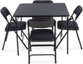 Navy Folding Card Table and Metal Folding Chair Set - 5 Pieces O962457