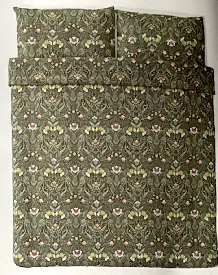 Full/Queen Duvet Cover & Pillowcases Dark Green/Multicolor C812