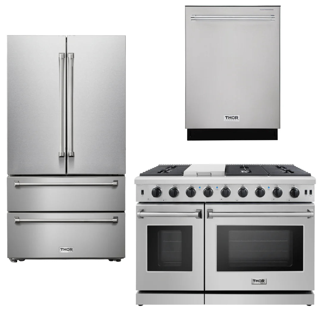 48 In. Propane Gas Range, Dishwasher, Refrigerator Q374