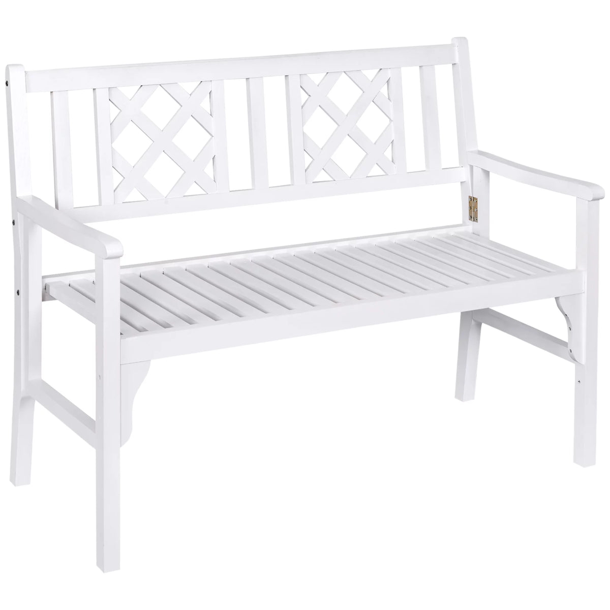White 4FT Wooden Outdoor Folding Bench Z7948