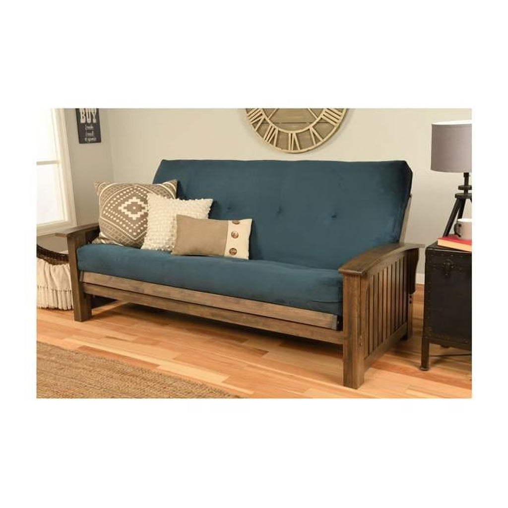 Rustic Walnut Finish Suede Navy Mattress F959786