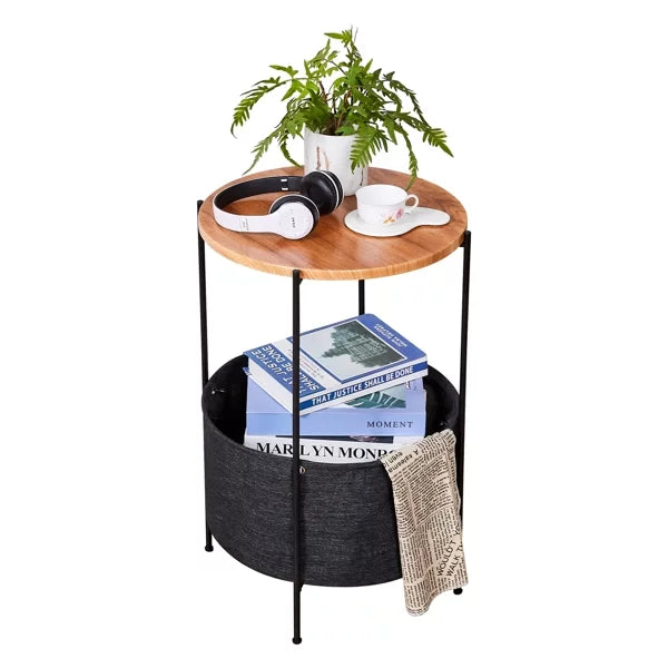 Round Side Table with Storage Basket F29997