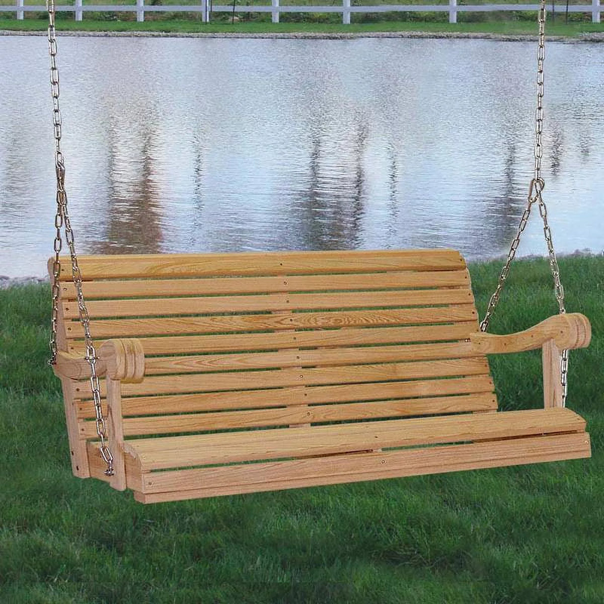 Cypress Porch Swing, 4 Foot Wooden Swing with Zinc Chain H35241