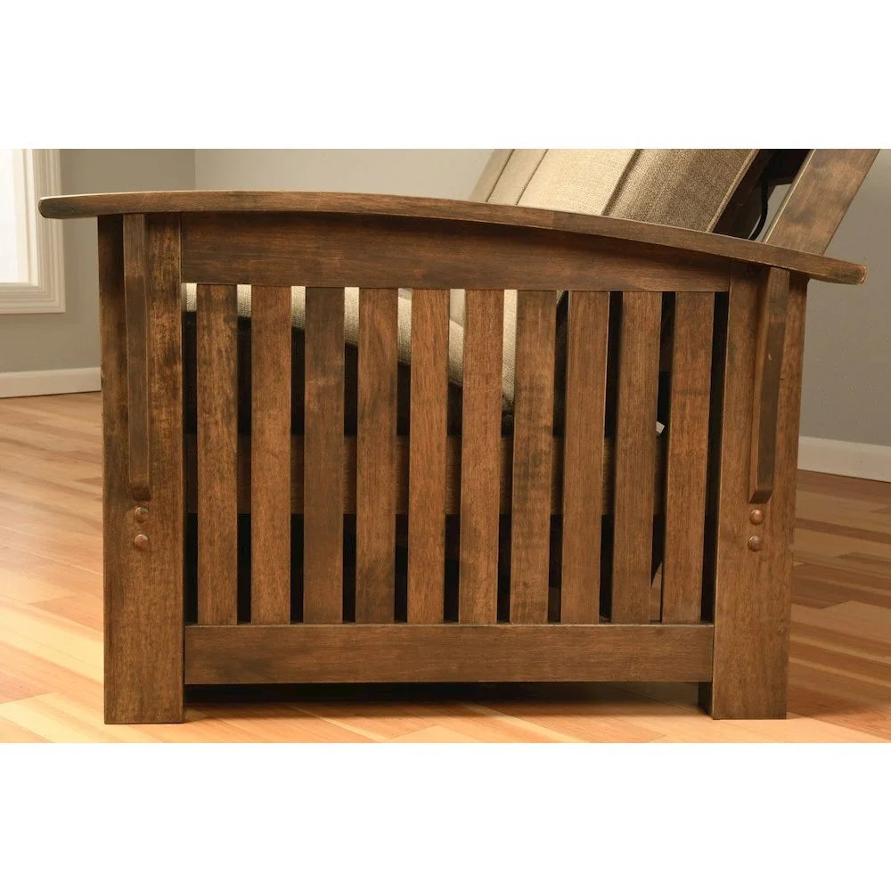 Rustic Walnut Finish Suede Navy Mattress F959786