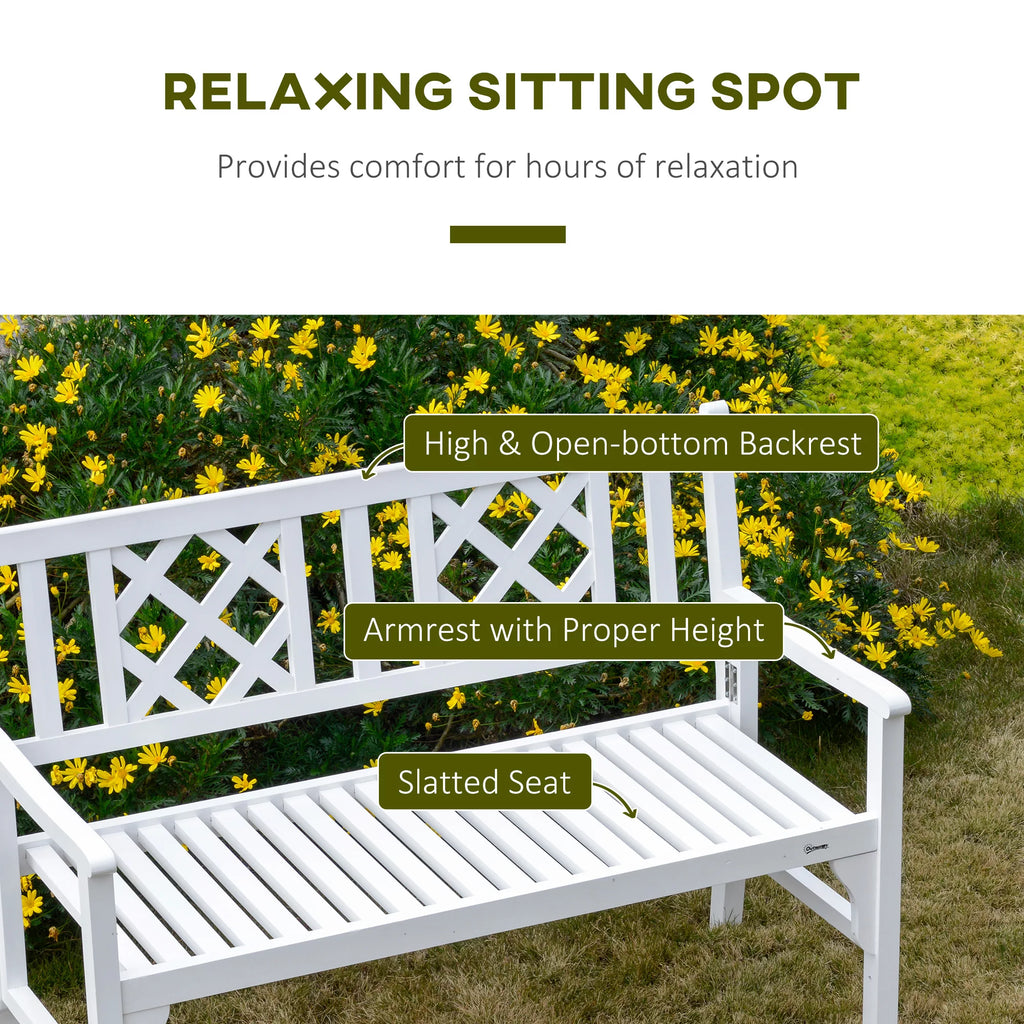 White 4FT Wooden Outdoor Folding Bench Z7948