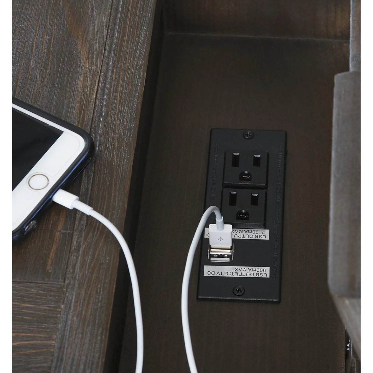 1 Door Chair Side End Table with Power Strip and Pull Out Tray B3775