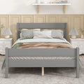 Gray Full Wood Platform Bed Frame with Headboard and Footboard J31589