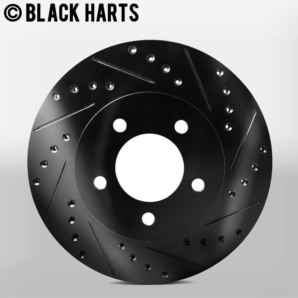 Front Brake Rotors Black Drilled Slotted Heavy Duty Pads G827215